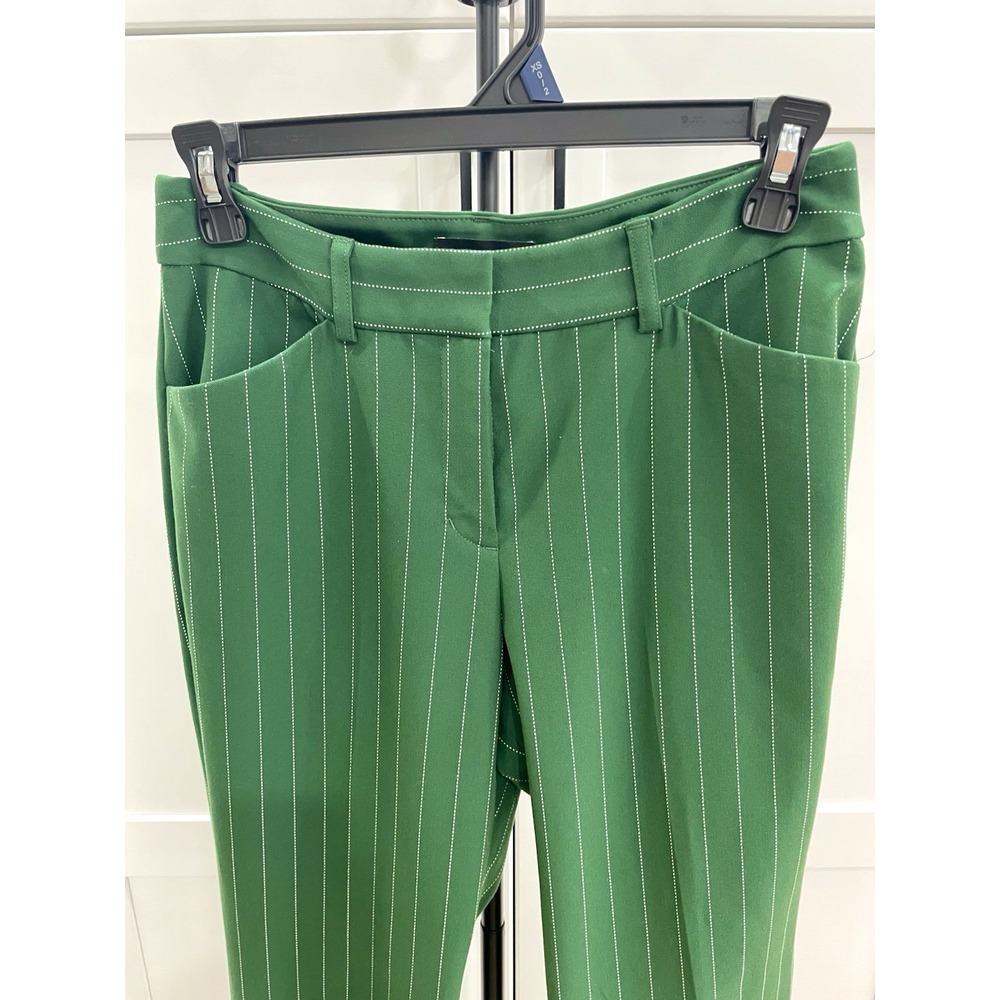 Express Publicist Barely Boot Mid Rise Green Pinstripe Stretch Pants Size 4S - Picture 13 of 15